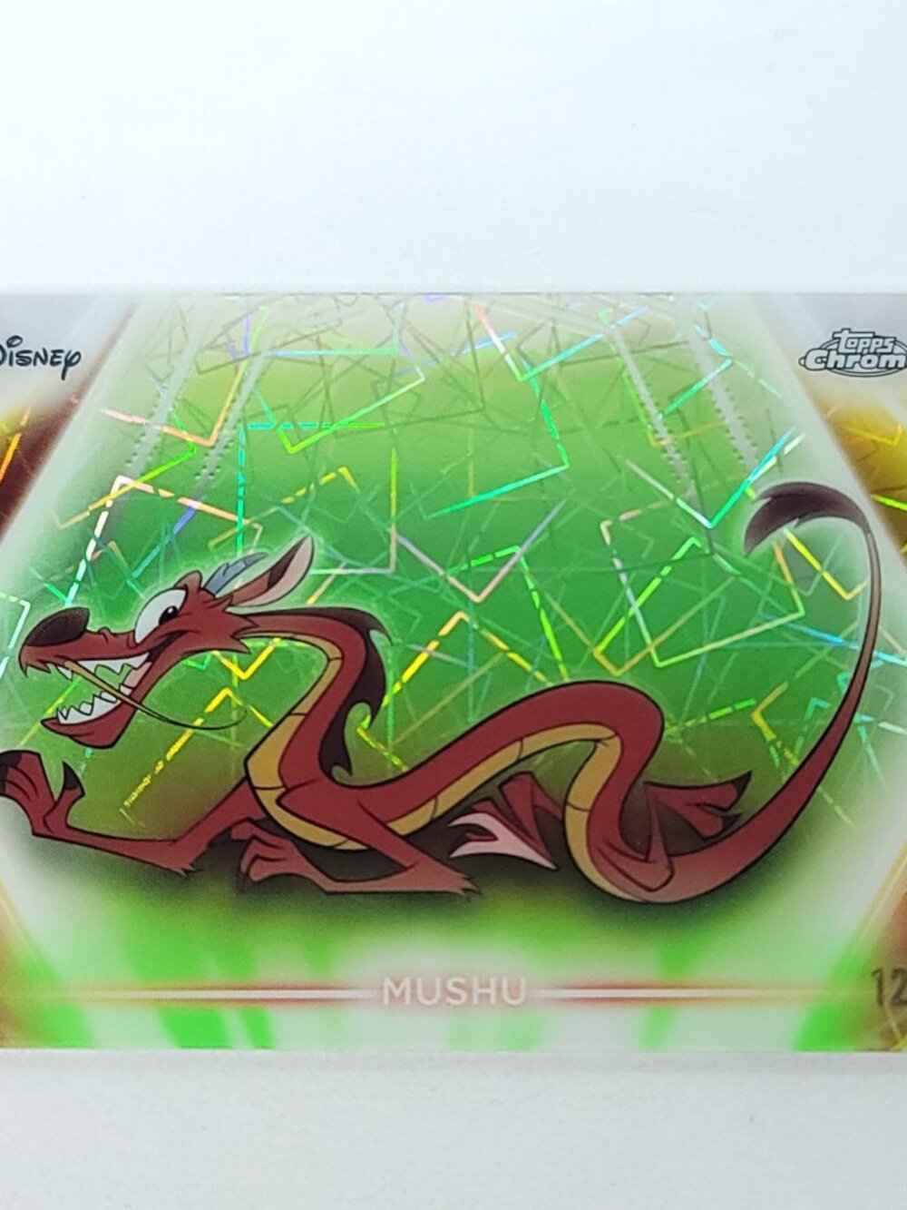 Mushu Topps 2026 Disney Chrome Neon Green Limited 12/99